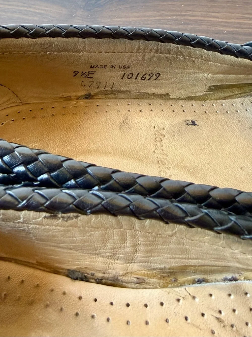 Allen Edmonds Maxfield Black Leather Loafers Men’s 9.5 E USA Woven Trim